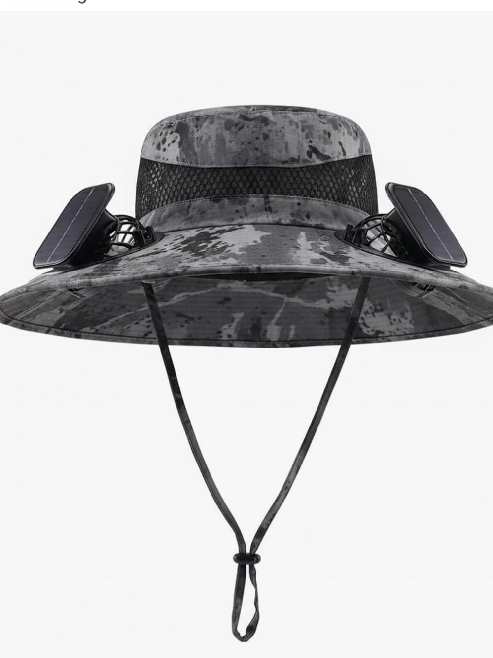Grey Camo Adjustable Men's SunHat Wide Brim Solar Fan Hat